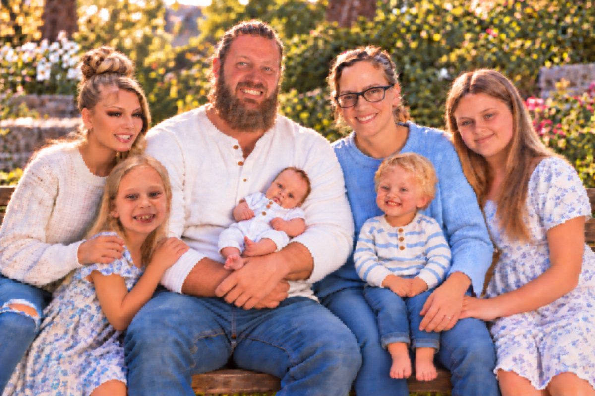 Gage Bratz with his wife and five kids