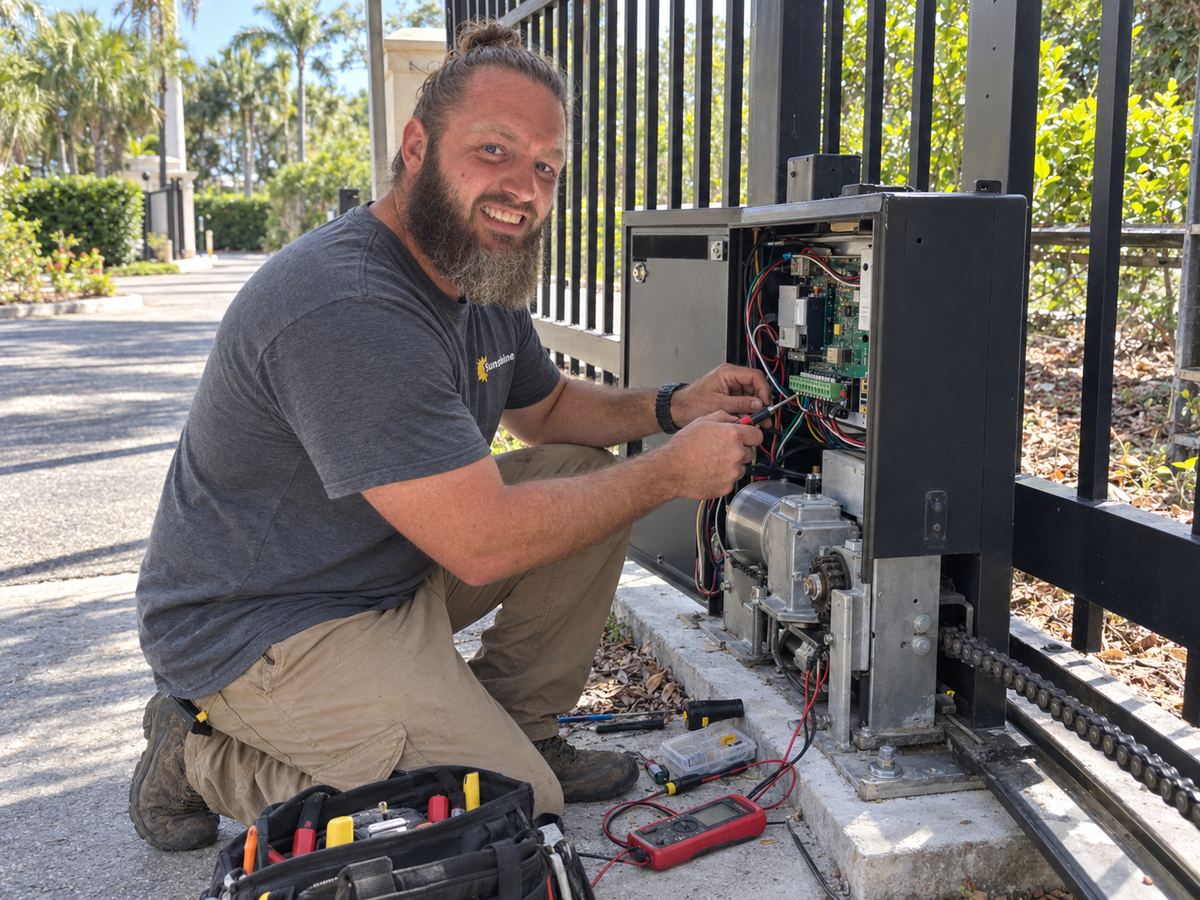 Gage testing a slide gate operator control board with a multimeter